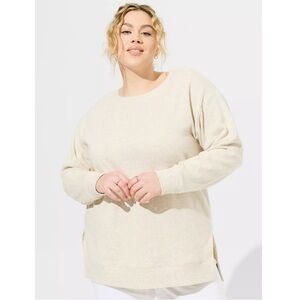 NWT Torrid Cozy Fleece Drop Shoulder Step Hem Sweatshirt Heathered Oatmeal 2x 2